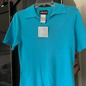 NWT Ladies PM Turquoise knit blouse